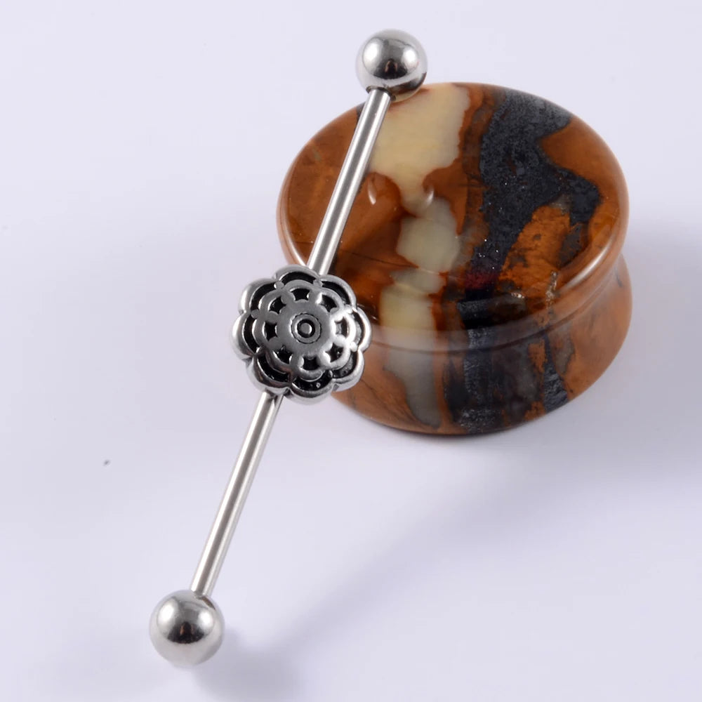 1Pcs Surgical Steel Punk Snake Industrial Barbell Ring Arrow Cone Straight Barbell Ring Cartilage Earring Helix Body Jewelry