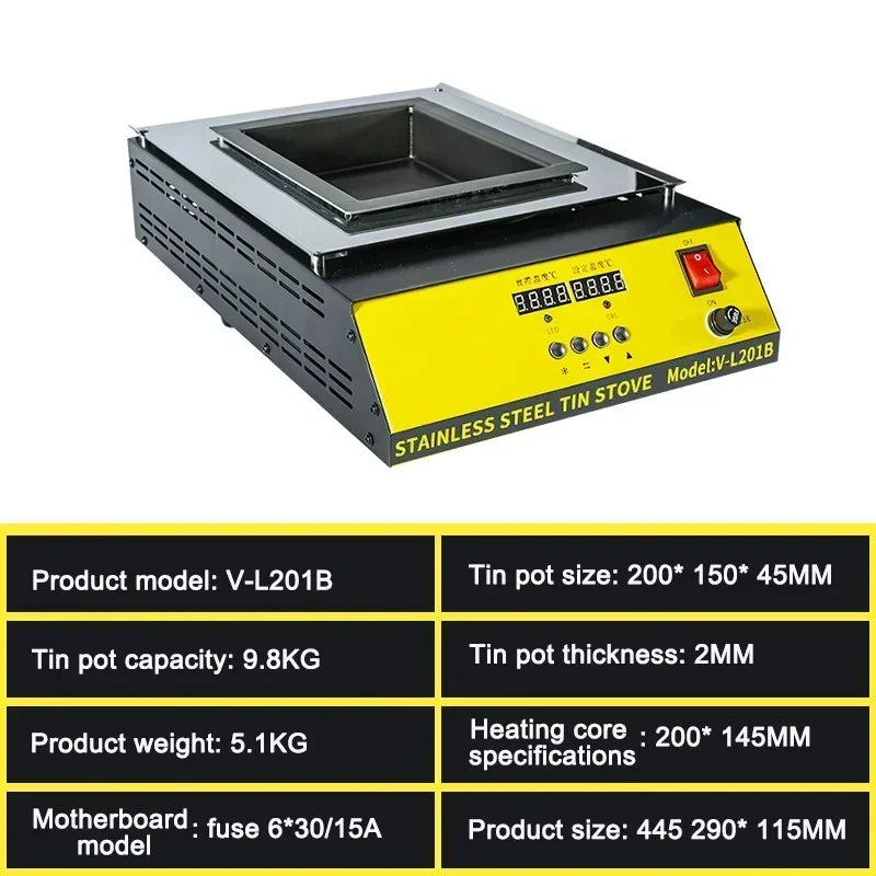 110V/220V Tin Melting Pot Solder Tin Pot Tin Melting Furnace Thermoregulation Soldering Desoldering Bath 30~400 Degree Ajustable