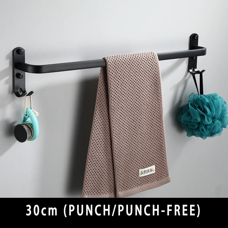 3 Tier Towel Rack with Hook Space Aluminum Towel Holder Storage Organizer Wall Mounted for Bathroom Kitchen Hotel Black