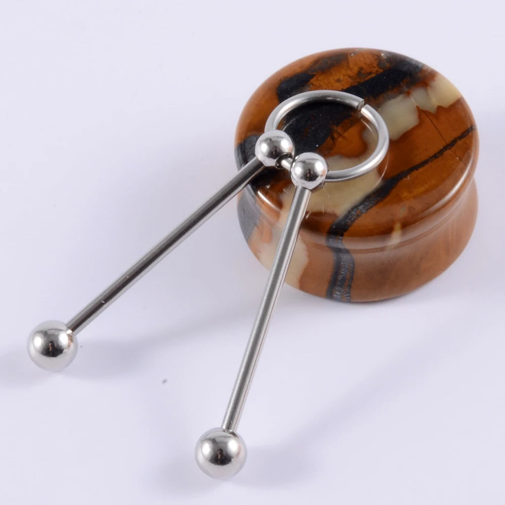 1Pcs Surgical Steel Punk Snake Industrial Barbell Ring Arrow Cone Straight Barbell Ring Cartilage Earring Helix Body Jewelry