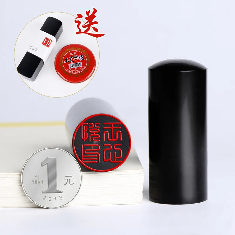Japan Hanko Name Stamps Black OX Horn Round Stamp Customize Signature Calligraphy Painting Chop Seal Gifts