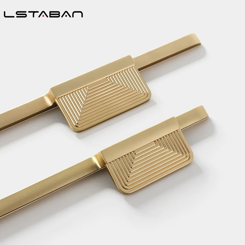 Copper Brushed Cabinet Pulls Zinc Alloy Cupboard Hhandle Furniture Wardrobe Knobs Kitchen Gold Cabinet Handles Hardware
