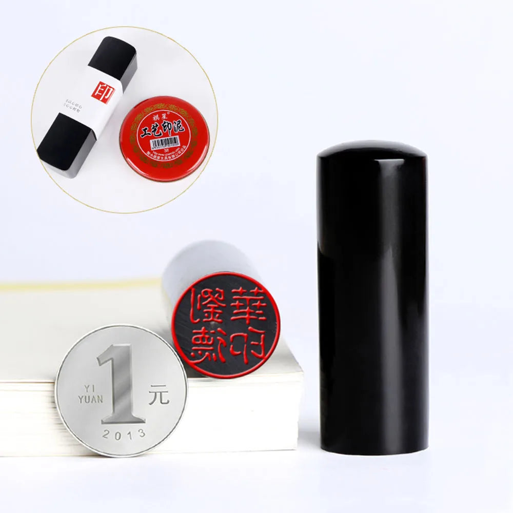 Japan Hanko Name Stamps Black OX Horn Round Stamp Customize Signature Calligraphy Painting Chop Seal Gifts