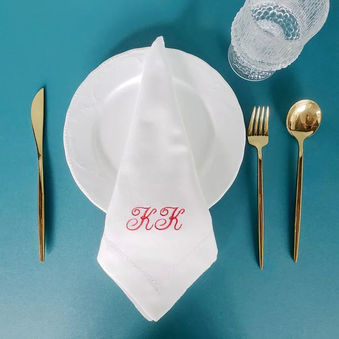 6 Pieces Customized Napkins Personalized Napkins White napkins, Custom dinner napkin, wedding party napkins