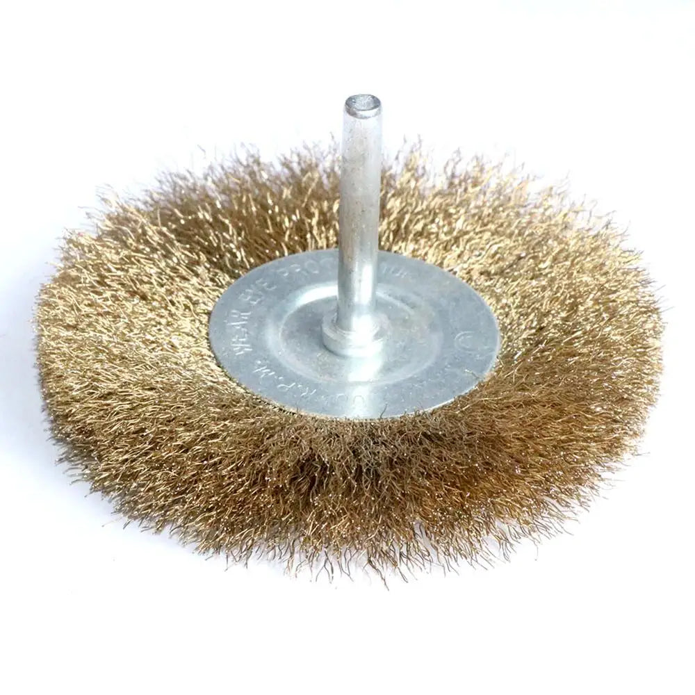 4pcs 2inch/3"/4" Brass coated Wire Wheel brush for Drill shank 1/4" For removing paint Derust and cleaning