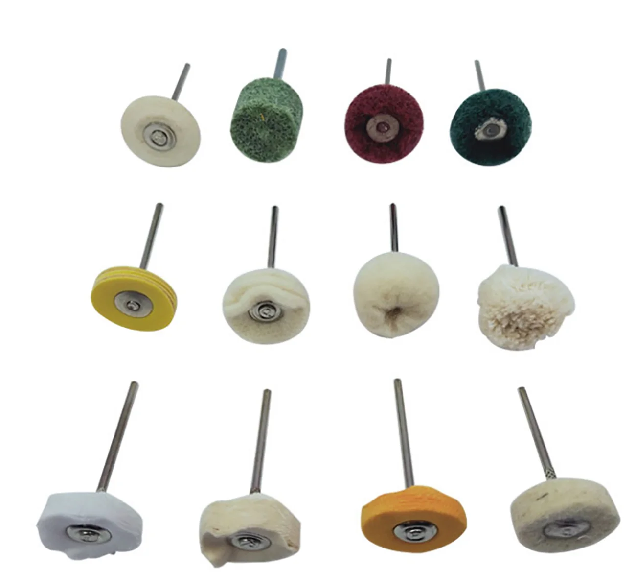 100pcs Rotary Polish Kit for Jewelry Polish Cotton/Leather/Nylon/Wool Polish Buff Wheel with 2.35mm Shank Rotary Accessory