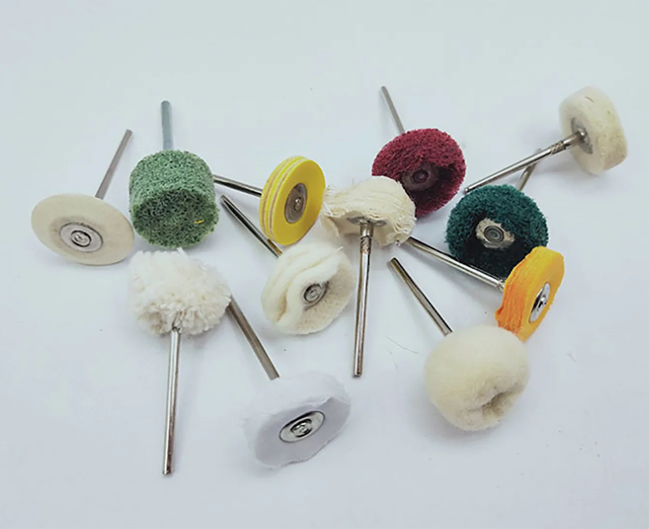 100pcs Rotary Polish Kit for Jewelry Polish Cotton/Leather/Nylon/Wool Polish Buff Wheel with 2.35mm Shank Rotary Accessory