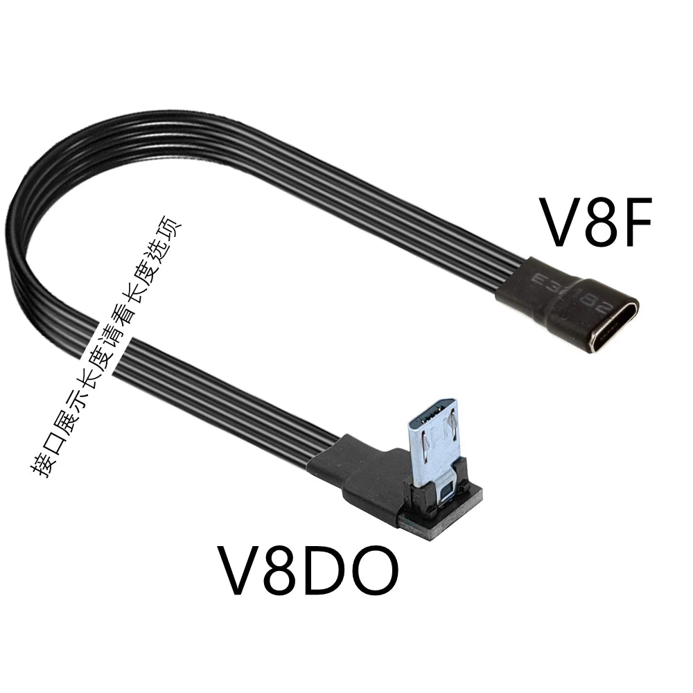 5CM 10CM 90 Degree Up Down Left Right Micro USB 2.0 Male to Micro B Mini type-c usb Female Extension Cable 5CM-300CM