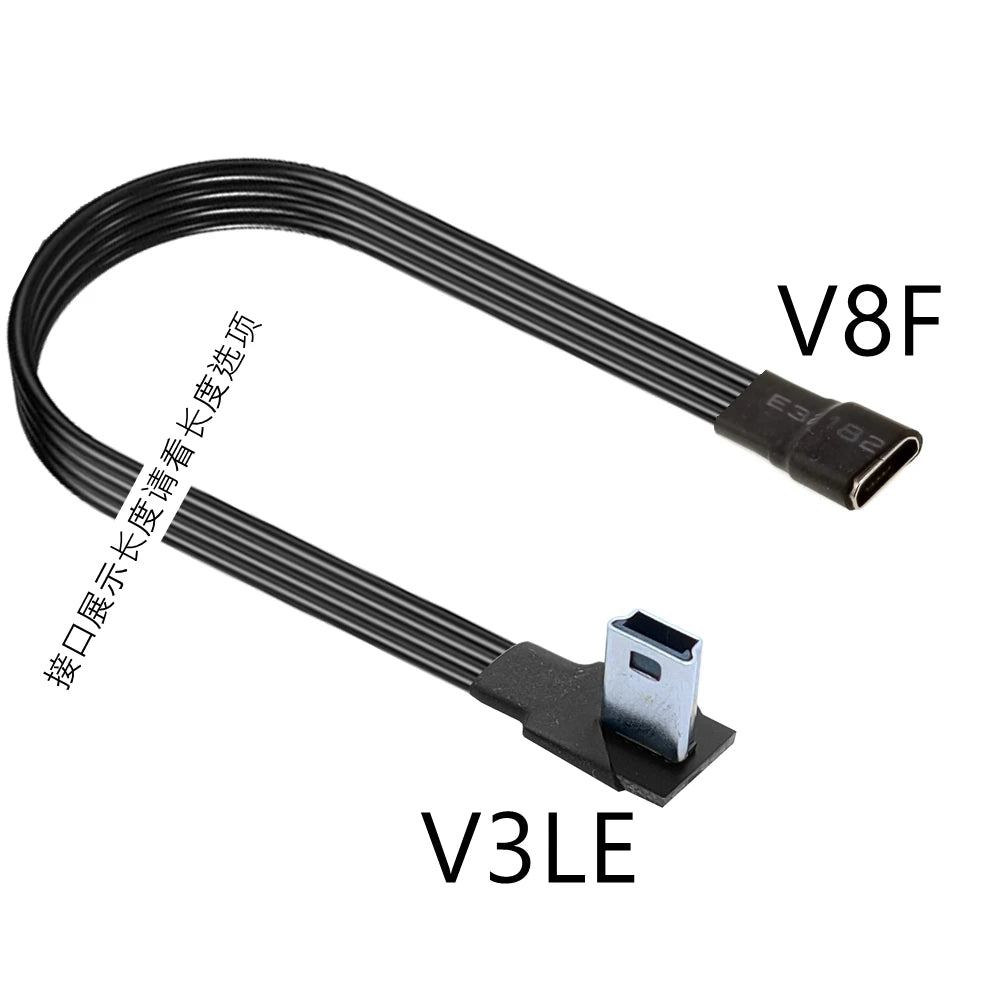5CM 10CM 90 Degree Up Down Left Right Micro USB 2.0 Male to Micro B Mini type-c usb Female Extension Cable 5CM-300CM