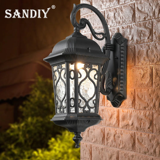 SANDIY External Wall Sconce Lamp Retro Garden Lighting Waterproof Exteior Illumination for Balcony Terrace Patio Porch Luminaire