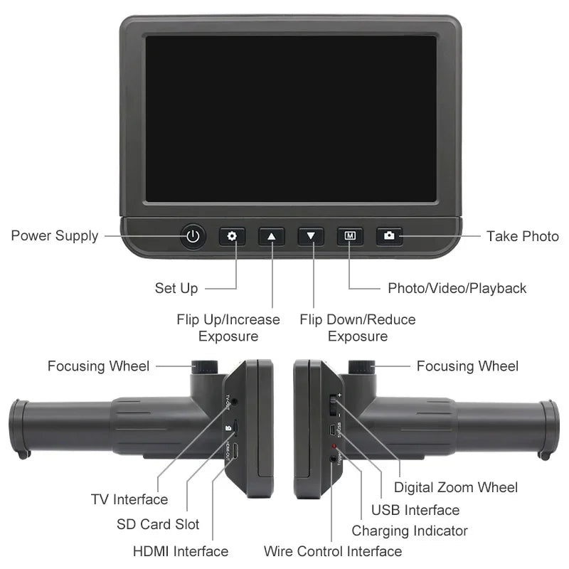 50X Digital Telescope Camera with 5.0 inch HD Screen 8G SD Card Photo Video Recorder Monocular for Bird-Watching Travelling