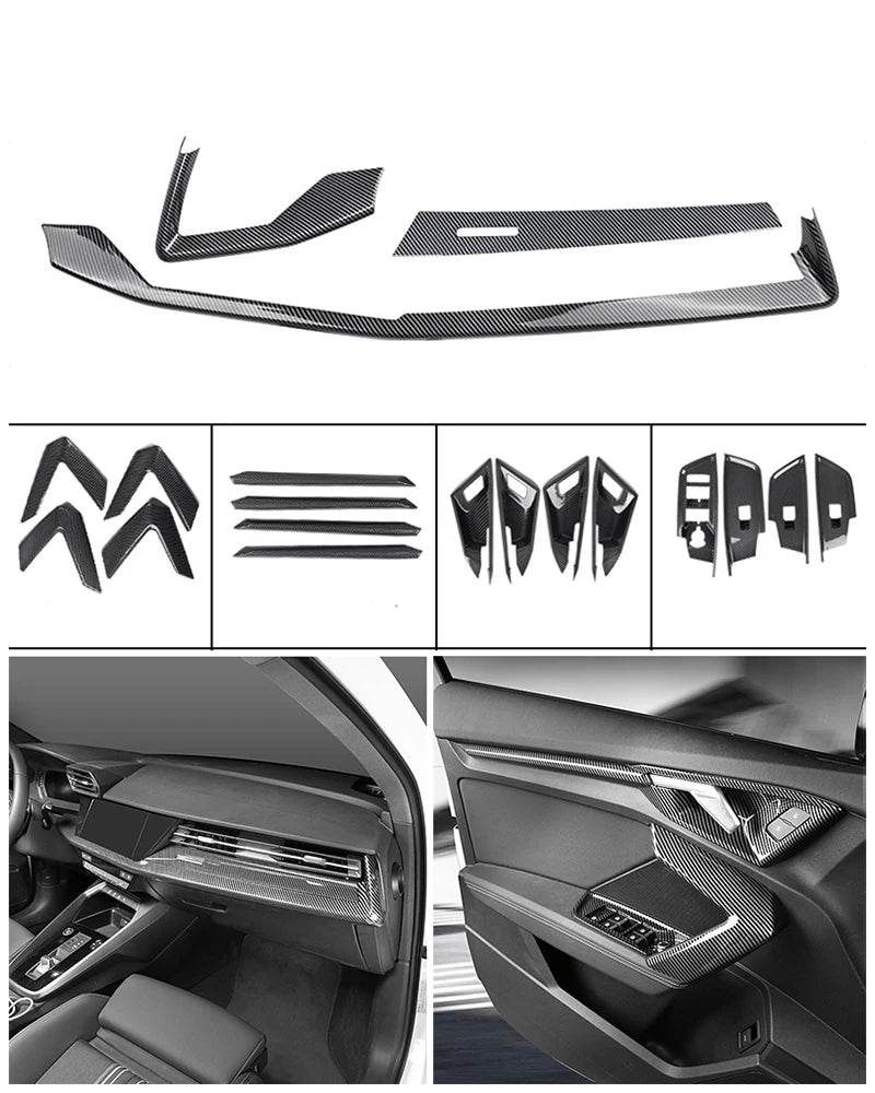 Car Styling For Audi A3 S3 8Y 2021-2022 Central Control dashboard drive air outlet Panel Cover Sticker Interior Trim Accessories