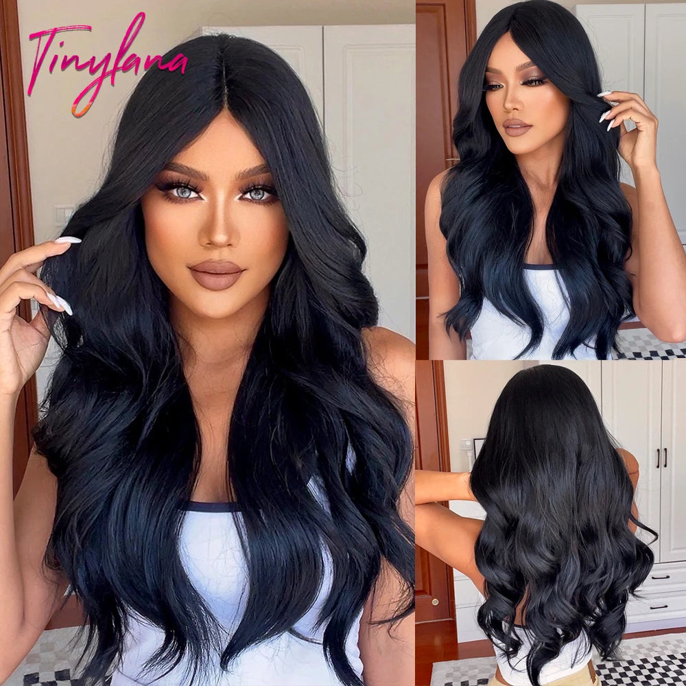 Red Brown Copper Ginger Long Wavy Synthetic Hair Wigs for Black Women Body Wave Ombre Wig Cosplay Natural Heat Resistant Wig