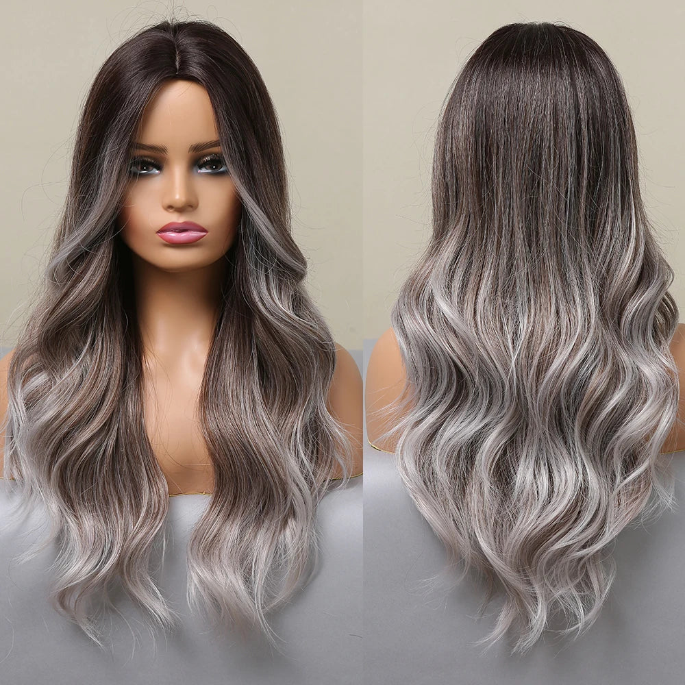 Red Brown Copper Ginger Long Wavy Synthetic Hair Wigs for Black Women Body Wave Ombre Wig Cosplay Natural Heat Resistant Wig