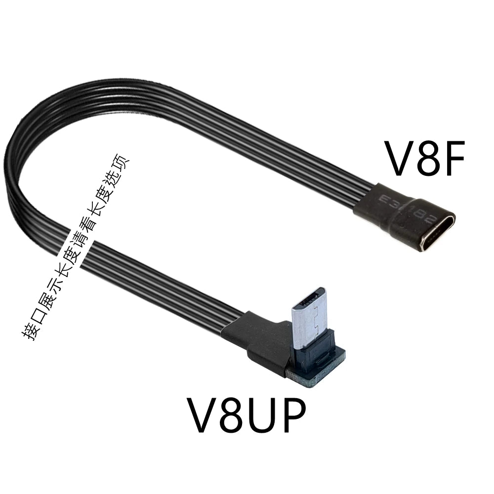 5CM 10CM 90 Degree Up Down Left Right Micro USB 2.0 Male to Micro B Mini type-c usb Female Extension Cable 5CM-300CM