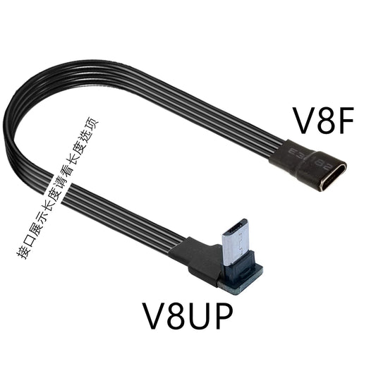 5CM 10CM 90 Degree Up Down Left Right Micro USB 2.0 Male to Micro B Mini type-c usb Female Extension Cable 5CM-300CM