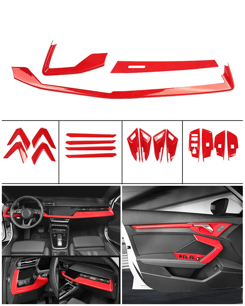 Car Styling For Audi A3 S3 8Y 2021-2022 Central Control dashboard drive air outlet Panel Cover Sticker Interior Trim Accessories
