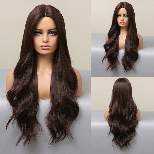 Red Brown Copper Ginger Long Wavy Synthetic Hair Wigs for Black Women Body Wave Ombre Wig Cosplay Natural Heat Resistant Wig