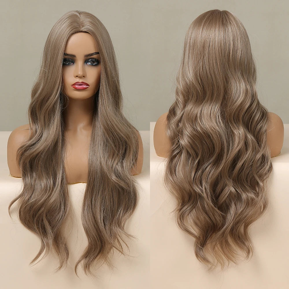 Red Brown Copper Ginger Long Wavy Synthetic Hair Wigs for Black Women Body Wave Ombre Wig Cosplay Natural Heat Resistant Wig