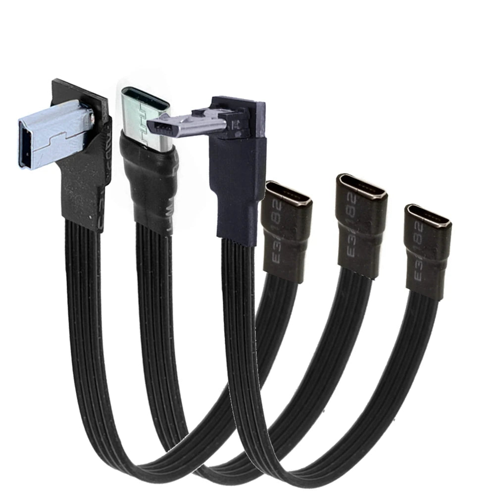 5CM 10CM 90 Degree Up Down Left Right Micro USB 2.0 Male to Micro B Mini type-c usb Female Extension Cable 5CM-300CM