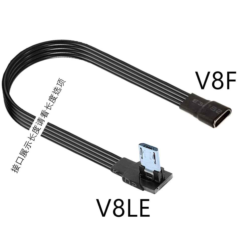 5CM 10CM 90 Degree Up Down Left Right Micro USB 2.0 Male to Micro B Mini type-c usb Female Extension Cable 5CM-300CM