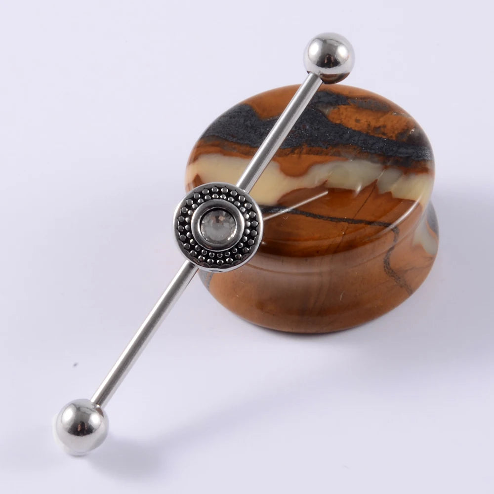 1Pcs Surgical Steel Punk Snake Industrial Barbell Ring Arrow Cone Straight Barbell Ring Cartilage Earring Helix Body Jewelry